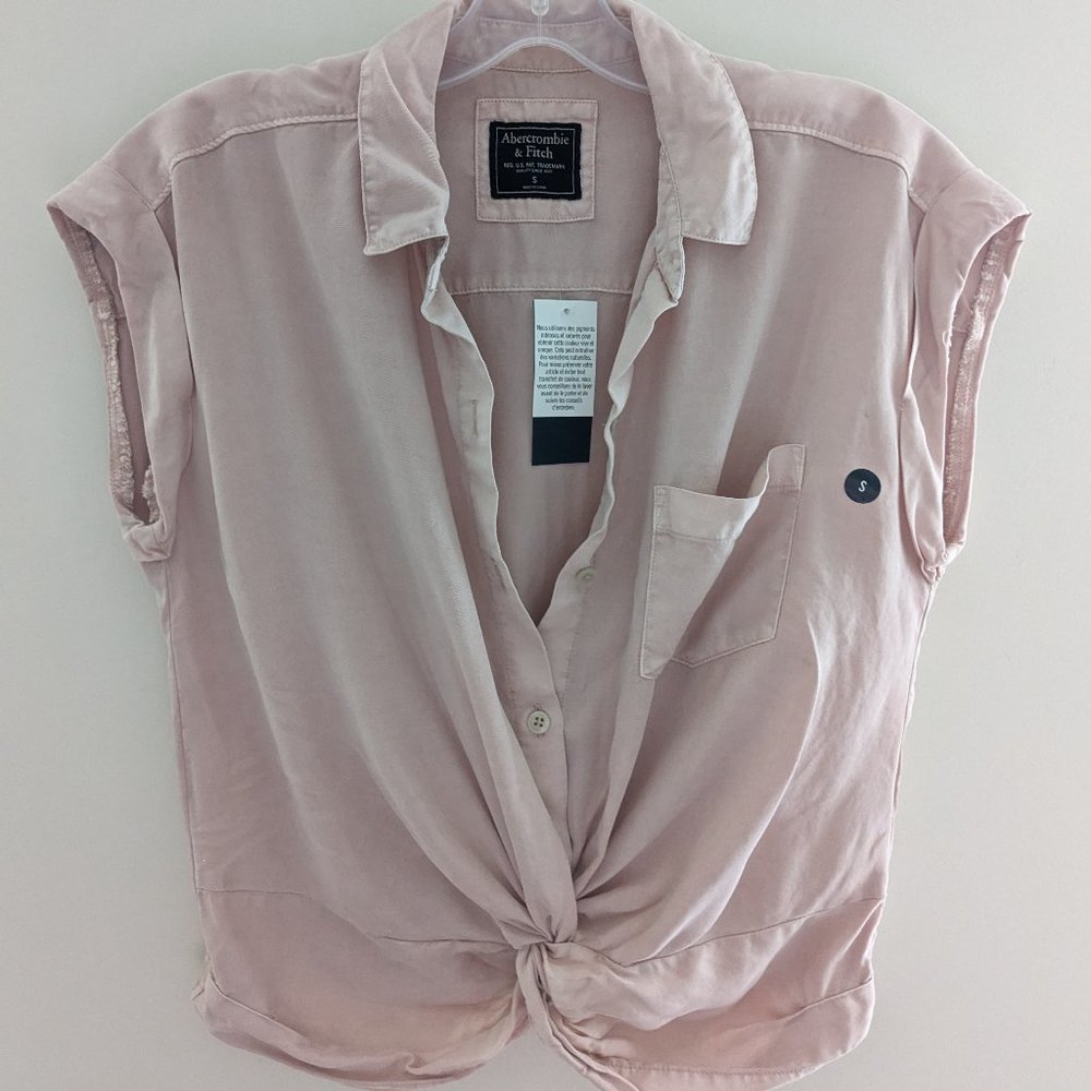 Abercrombie & Fitch Blush Pink Boxy Oversized Cropped Blouse Size S